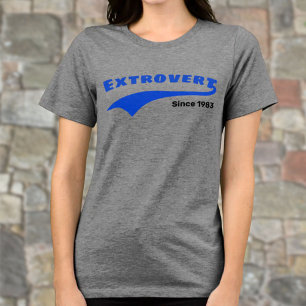 ブルーエクストロバートタイポグラフィスウシュカスタムー日付 トライブレンドTシャツ