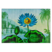 ブルーエジプトウォーターリリー/ロータスイラストレーション カッティングボード (正面)