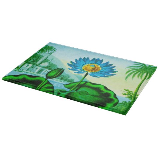 ブルーエジプトウォーターリリー/ロータスイラストレーション カッティングボード (角)