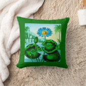 ブルーエジプトウォーターリリー/ロータスイラストレーション クッション (ブランケット)