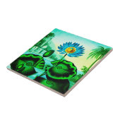 ブルーエジプトウォーターリリー/ロータスイラストレーション タイル (側面)