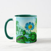 ブルーエジプトウォーターリリー/ロータスイラストレーション マグカップ (左)