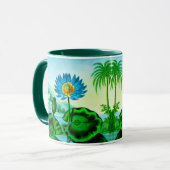 ブルーエジプトウォーターリリー/ロータスイラストレーション マグカップ (正面左)