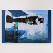 ブルーエジプト絵画美術 ジグソーパズル (横)