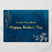 ブルーエステティックフォイル母の日のグリーティングカード 箔シーズンカード (正面)