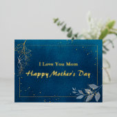 ブルーエステティックフォイル母の日のグリーティングカード 箔シーズンカード (立ち正面)
