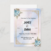 ブルーエステティック結婚招待状カード 招待状 (正面/裏面)