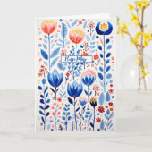 ブルーエステティック野花の水色折り畳みカード カード (黄色い花)