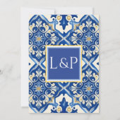 ブルーエステモダンティック結婚お祝い 招待状 (裏面)