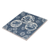 ブルーエステ日本のティッククレーン魚フローラレプロ タイル (側面)