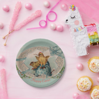 ブルーエッグとシック復活祭紙プレート ペーパープレート