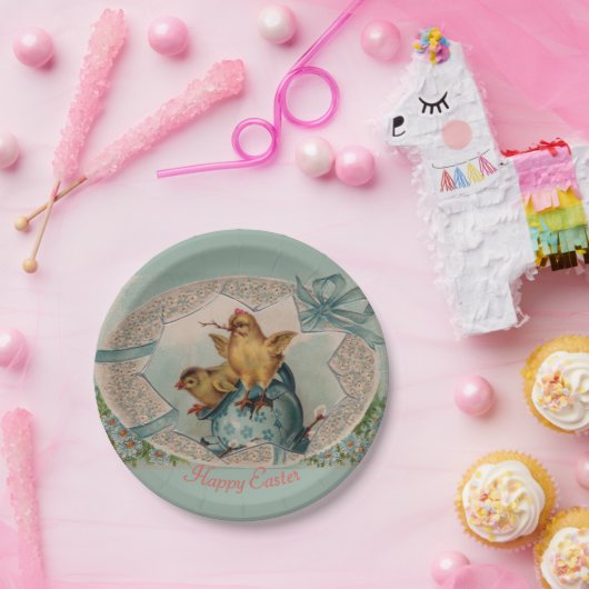ブルーエッグとシック復活祭紙プレート ペーパープレート (パーティー)