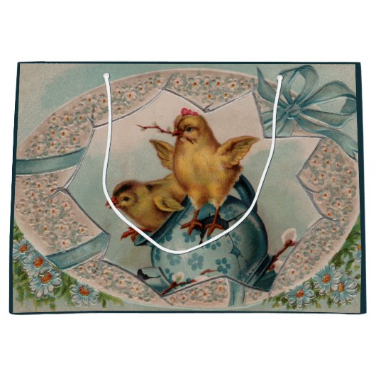 ブルーエッグとベビーシックイースター ラージペーパーバッグ (正面)