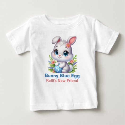 ブルーエッグのうさぎ ベビーTシャツ (正面)