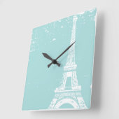ブルーエッフェルタワーカスタムウォールクロック スクエア壁時計 (傾斜)