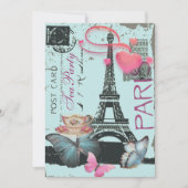 ブルーエッフェルタワーパリブライダルティーパーティー 招待状 (正面)