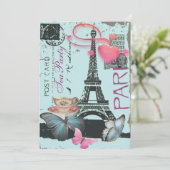 ブルーエッフェルタワーパリブライダルティーパーティー 招待状 (スタンド正面)