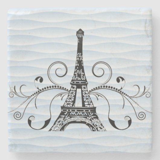 ブルーエッフェルタワーフローリッシュストーンコースター ストーンコースター (正面)