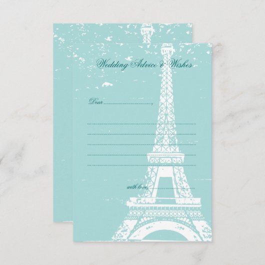 ブルーエッフェルタワー結婚のアドバイスカード アドバイスカード (正面/裏面)