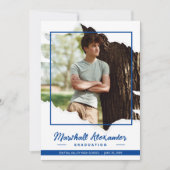 ブルーエディ抽象芸術破れた写真卒業 招待状 (正面)