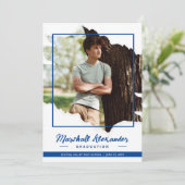 ブルーエディ抽象芸術破れた写真卒業 招待状 (スタンド正面)