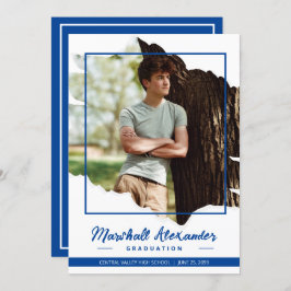 ブルーエディ抽象芸術破れた写真卒業 招待状