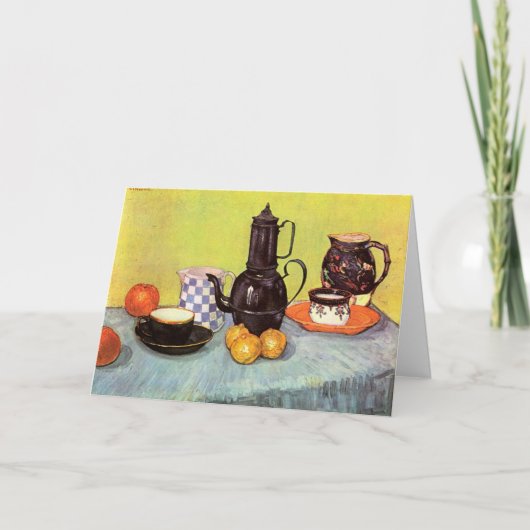 ブルーエナメルコーヒーポットバイビンセントファンゴッホ カード (正面)