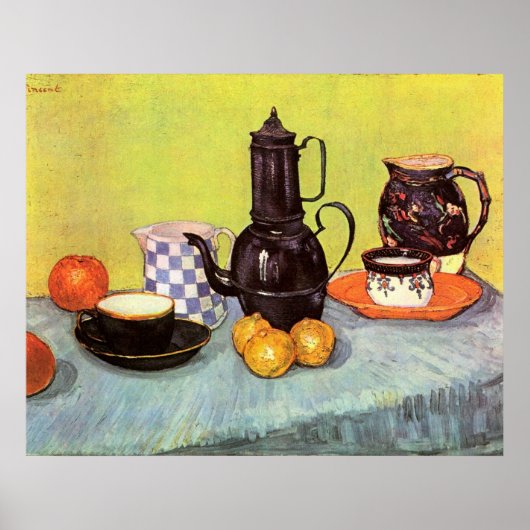 ブルーエナメルコーヒーポットバイビンセントファンゴッホ ポスター (正面)