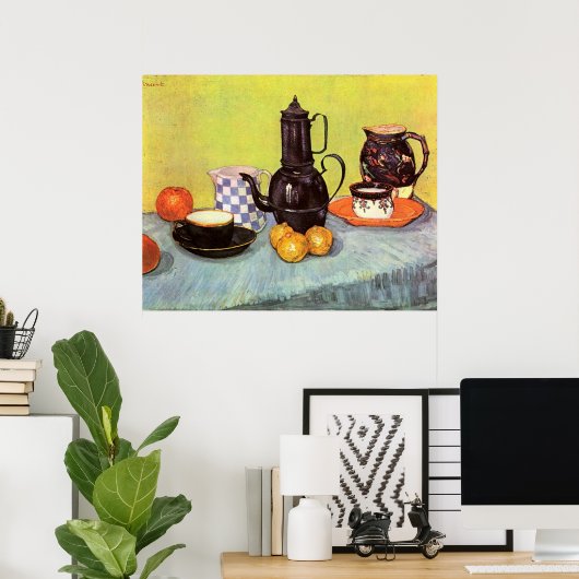 ブルーエナメルコーヒーポットバイビンセントファンゴッホ ポスター (ホームオフィス)