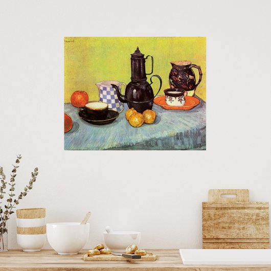 ブルーエナメルコーヒーポットバイビンセントファンゴッホ ポスター (キッチン)