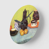 ブルーエナメルコーヒーポットバイビンセントファンゴッホ ラウンド壁時計 (傾斜)