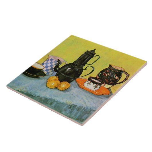 ブルーエナメルコーヒーポット陶器ファン素晴らしゴッホ タイル (側面)