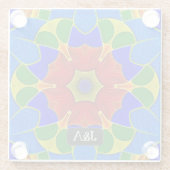 ブルーエナメルフランスのクロイソンネ – 花とイニシャル ガラスコースター (裏面)