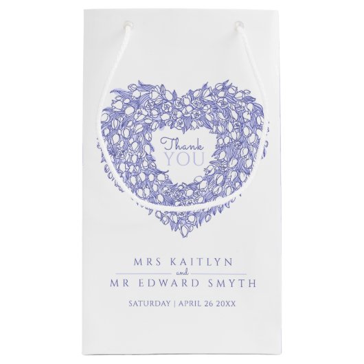 ブルーエブリチューリップハート感謝していユア結婚式の引き出物 スモールペーパーバッグ (裏面)