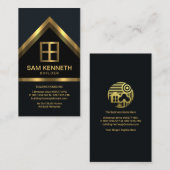 ブルーエレガンス金ゴールドホームルーフビルダー建築 名刺 (正面/裏面)