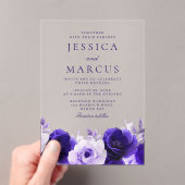 ブルーエレガンス:ゴージャスなバラ結婚ズ アクリル招待状 (インサイチュ (ポータブル))