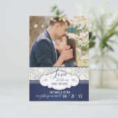 ブルーエレガンス フォト セーブザデート アナウンスメント 招待状 (スタンド正面)