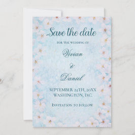 ブルーエレガントさくらんぼブロッサムの日付を保存結婚する セーブザデート
