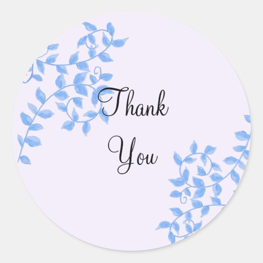 ブルーエレガントつる植物ありがとう ラウンドシール (正面)