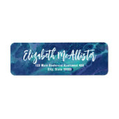 ブルーエレガントとグリーンのマーブル差出人住所 ラベル (正面)