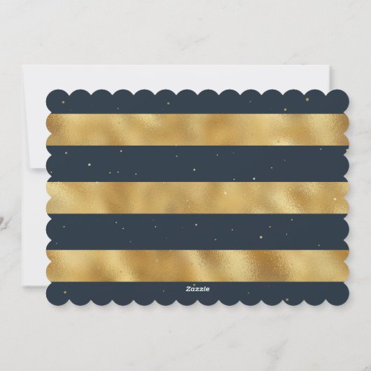 ブルーエレガントとゴールドフォイルの写真クリスマスカード シーズンカード (裏面)