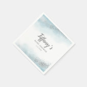 ブルーエレガントとシルバーのグリッターベビーシャワー スタンダードカクテルナプキン (角)