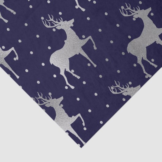 ブルーエレガントとシルバーのホイルのトナカイのクリスマス 薄葉紙