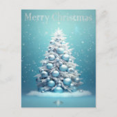 ブルーエレガントとシルバークリスマスツリーホリデー ポストカード (正面)