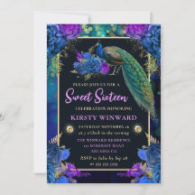 ブルーエレガントとパープルのフローラピーコックスウィート16