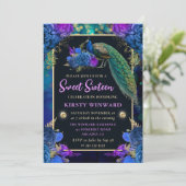 ブルーエレガントとパープルのフローラピーコックスウィート16 招待状 (スタンド正面)