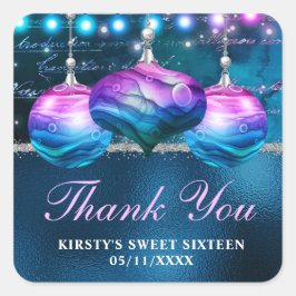 ブルーエレガントとパープルマーメイドボードスウィート16 スクエアシール