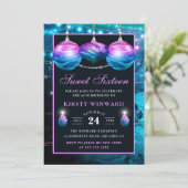 ブルーエレガントとパープルマーメイドボードスウィート16 招待状 (スタンド正面)