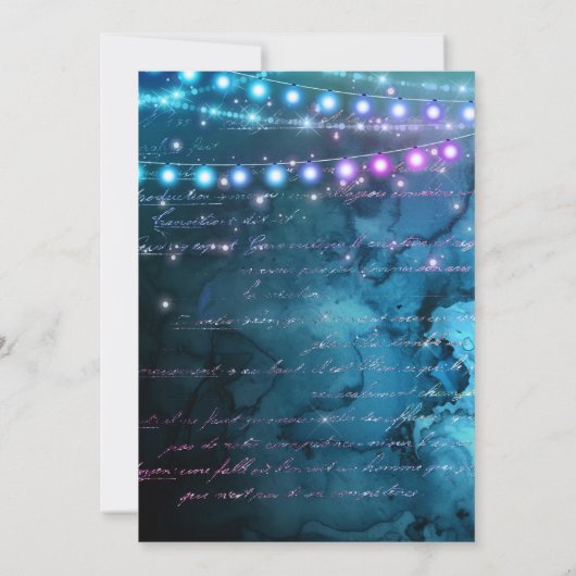 ブルーエレガントとパープルマーメイドボードスウィート16 招待状 (裏面)