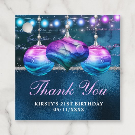 ブルーエレガントとパープルマーメイドボードブル誕生日 フェイバータグ (正面)